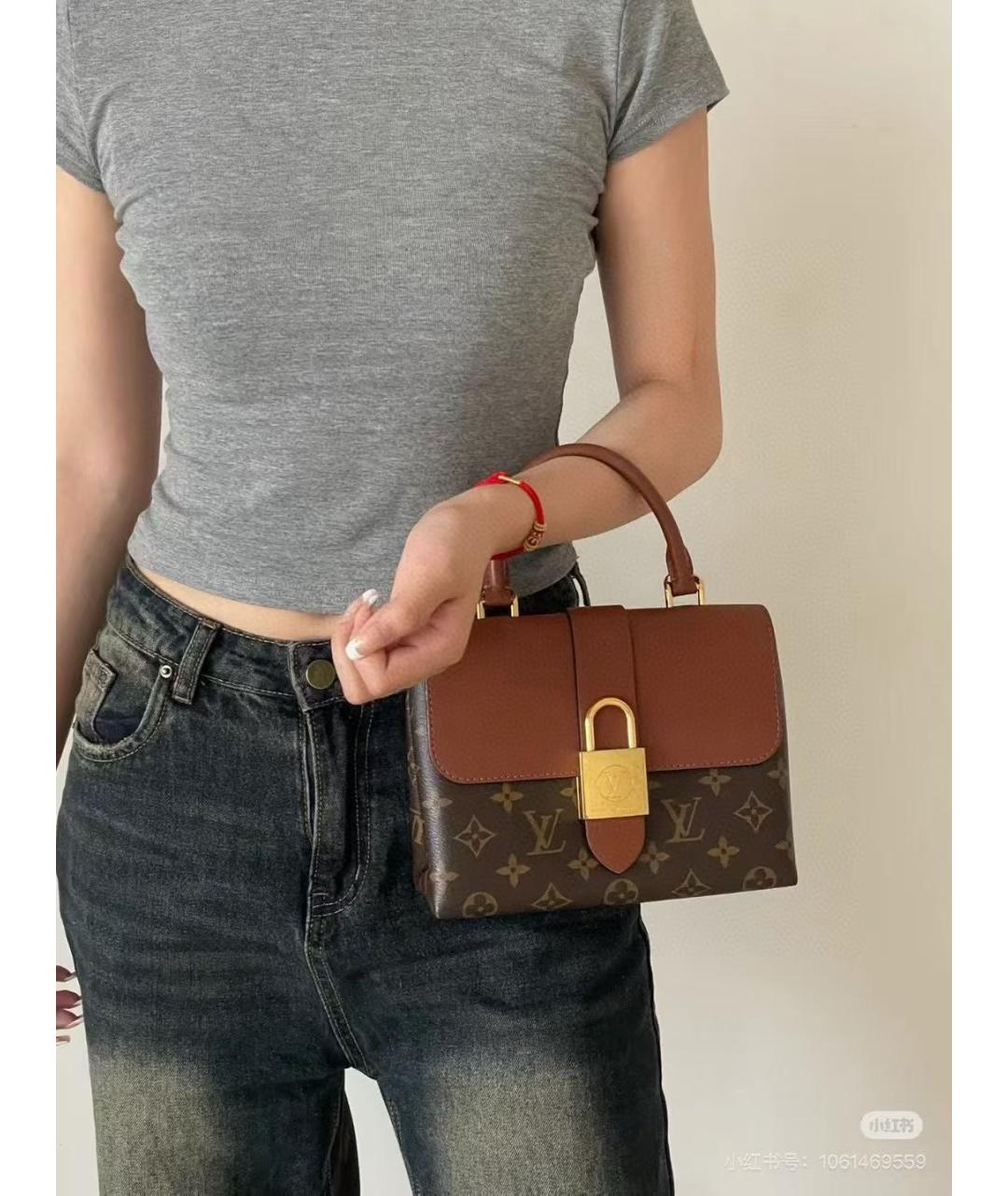 LOUIS VUITTON Коричневая кожаная сумка с короткими ручками, фото 6