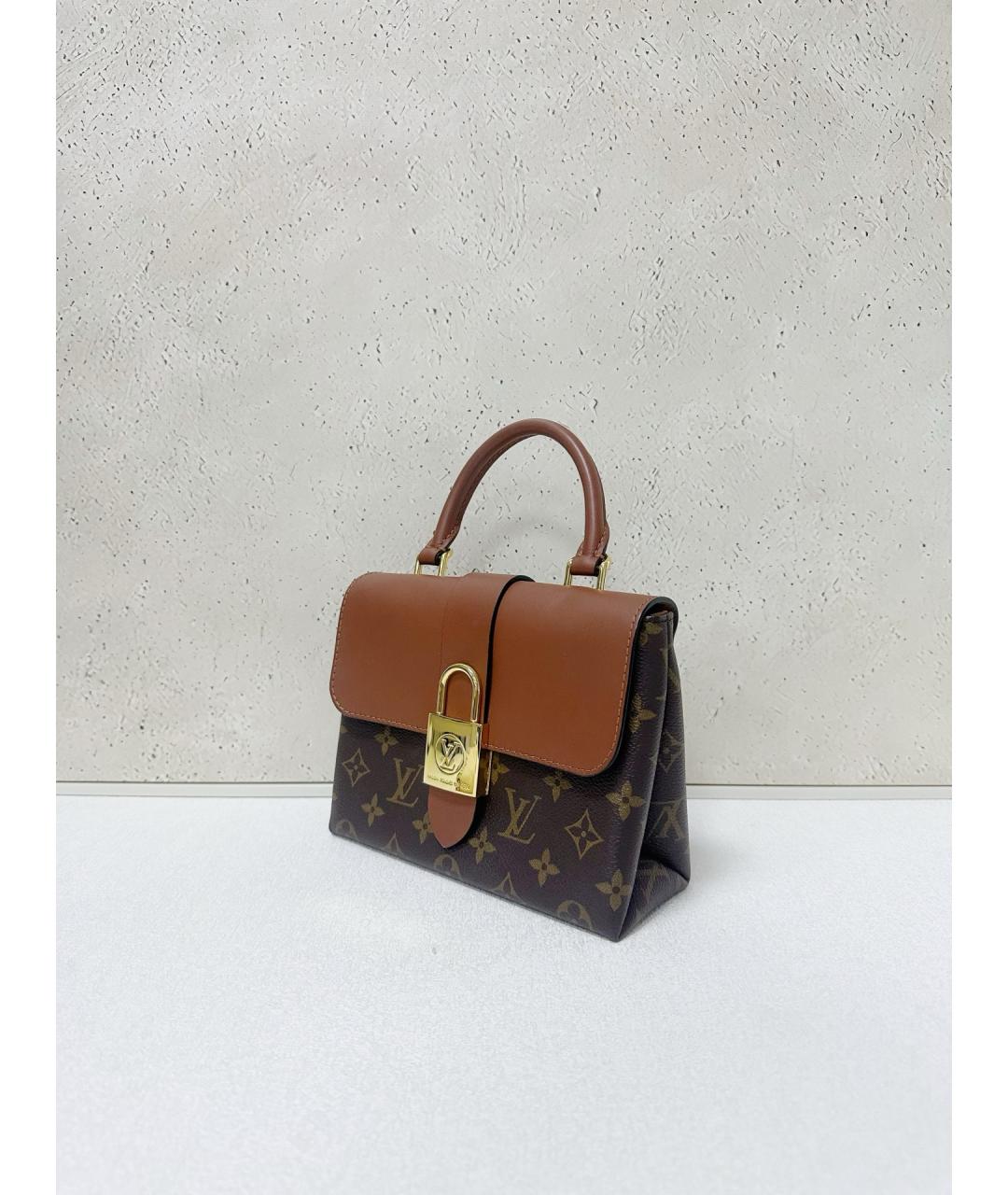 LOUIS VUITTON Коричневая кожаная сумка с короткими ручками, фото 4
