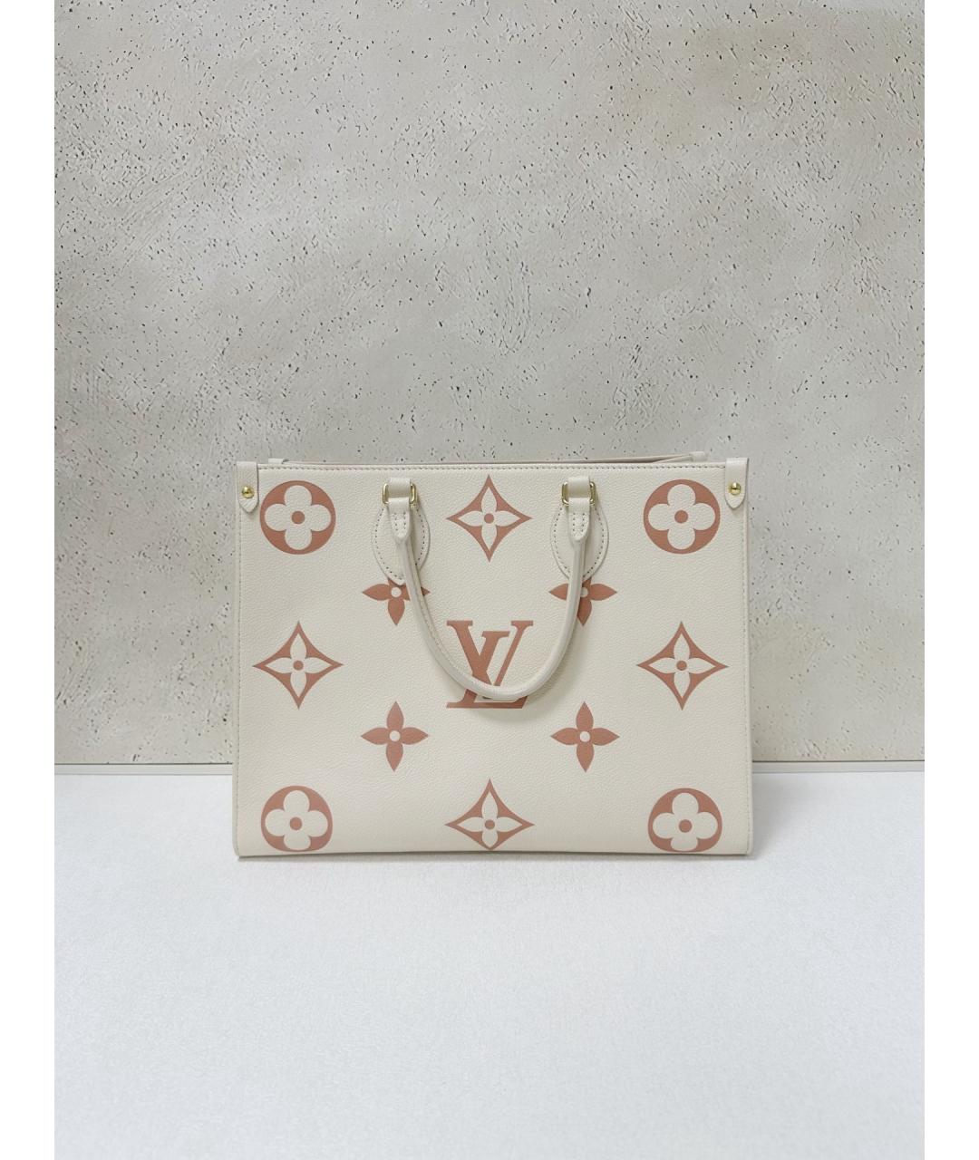 LOUIS VUITTON Бежевая кожаная сумка тоут, фото 2