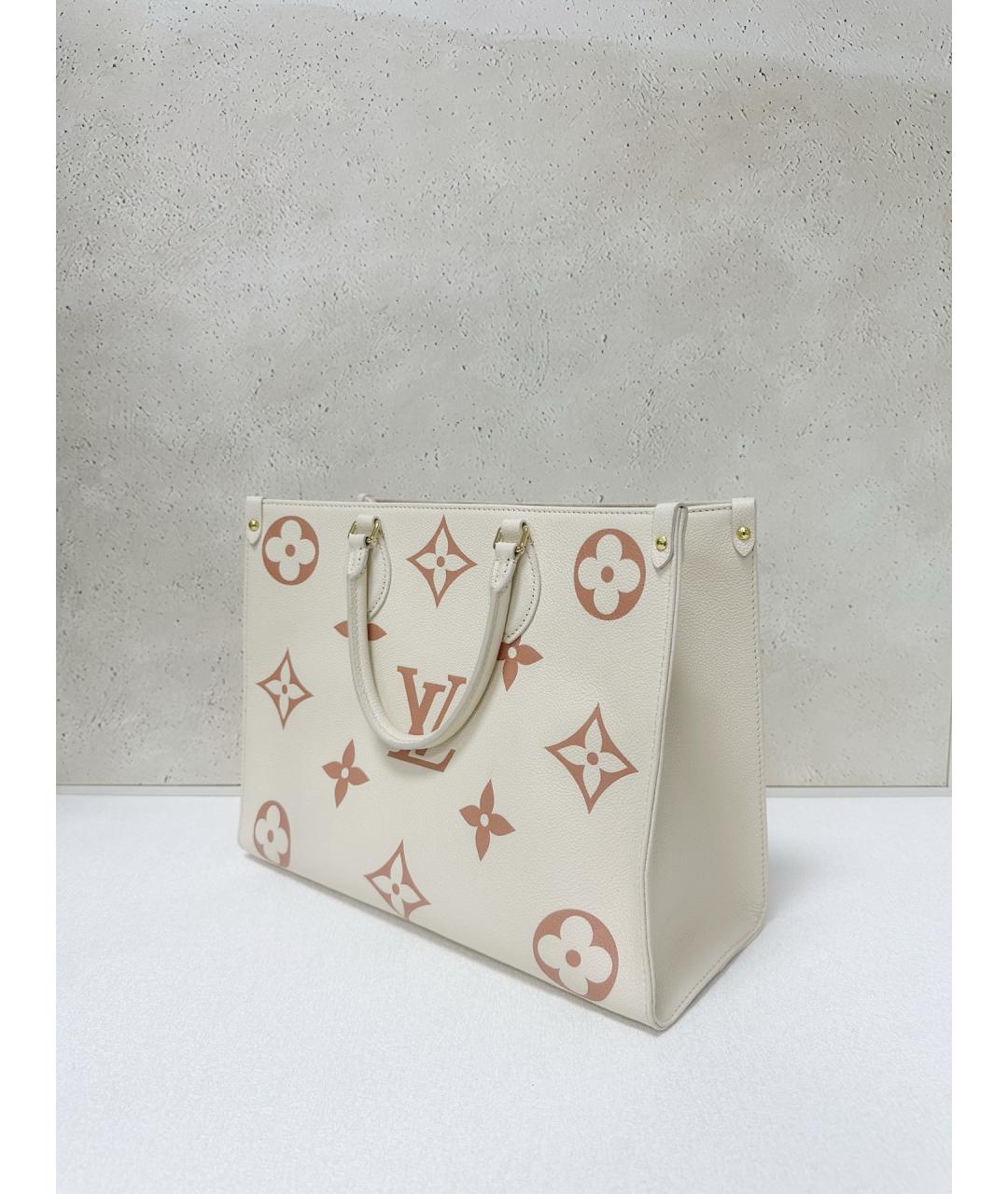 LOUIS VUITTON Бежевая кожаная сумка тоут, фото 3