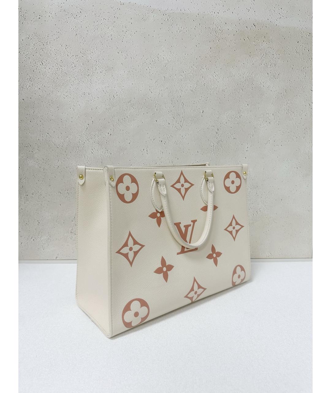 LOUIS VUITTON Бежевая кожаная сумка тоут, фото 4