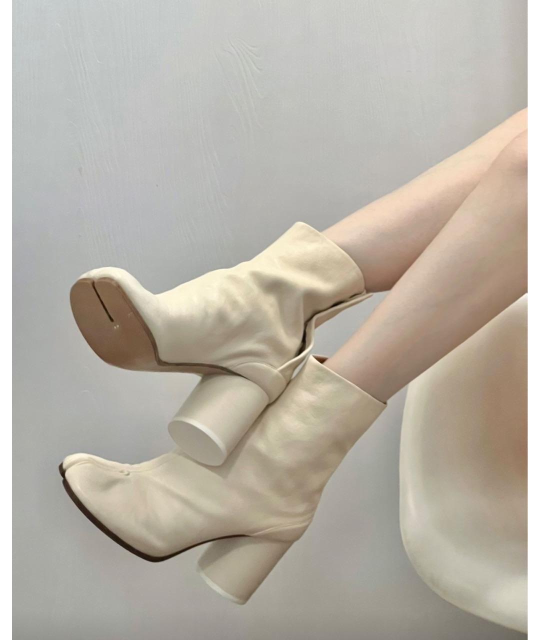 MAISON MARGIELA Белые кожаные ботильоны, фото 6
