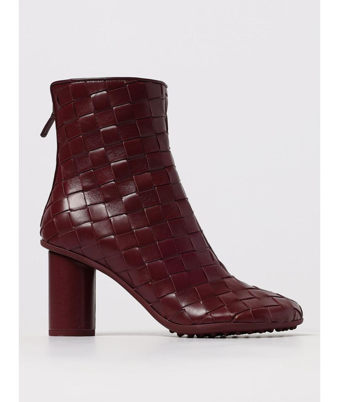 BOTTEGA VENETA Бордовые кожаные ботильоны, фото 5