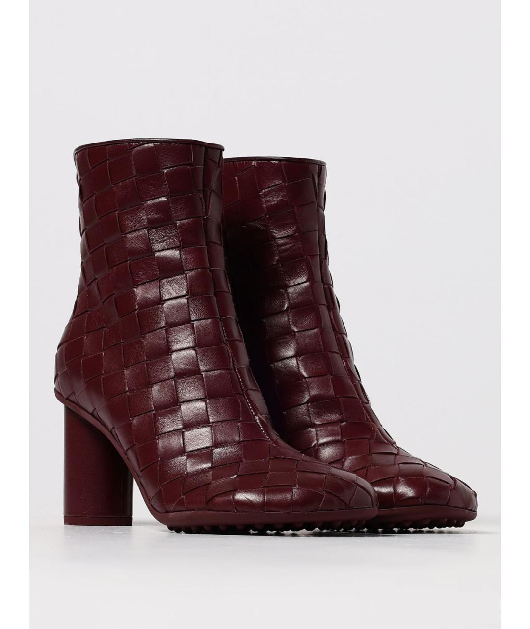 BOTTEGA VENETA Бордовые кожаные ботильоны, фото 2