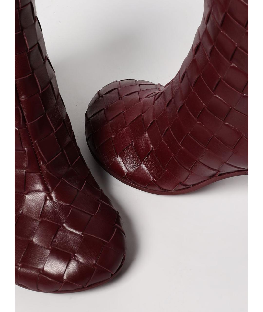 BOTTEGA VENETA Бордовые кожаные ботильоны, фото 4
