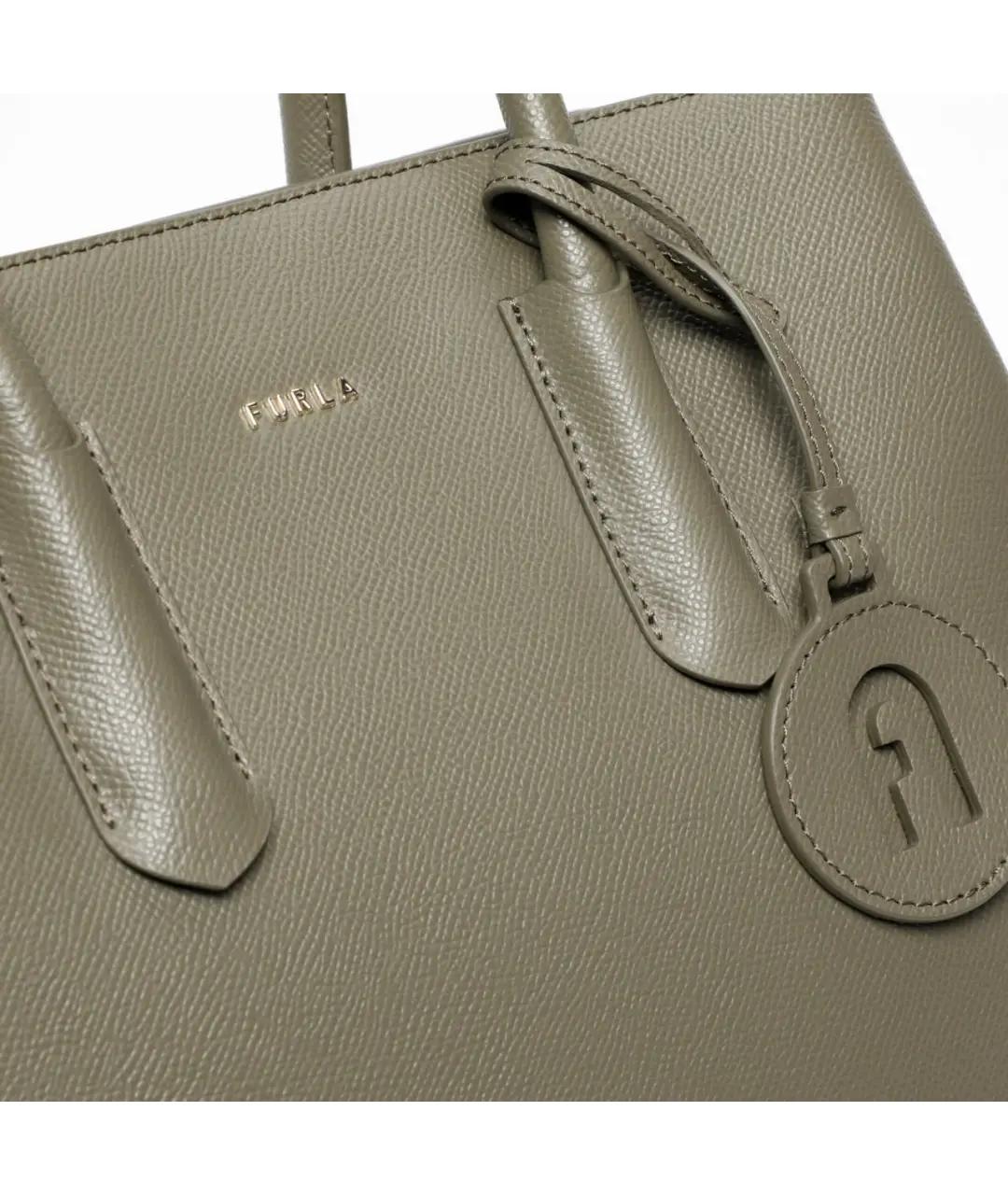 FURLA Хаки кожаная сумка с короткими ручками, фото 3