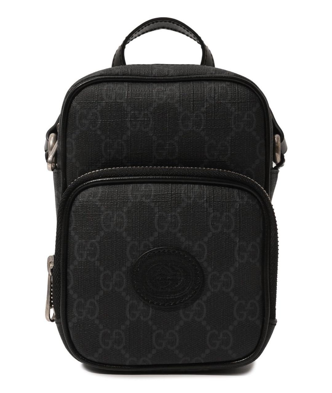 GUCCI Антрацитовая хлопковая сумка на плечо, фото 1