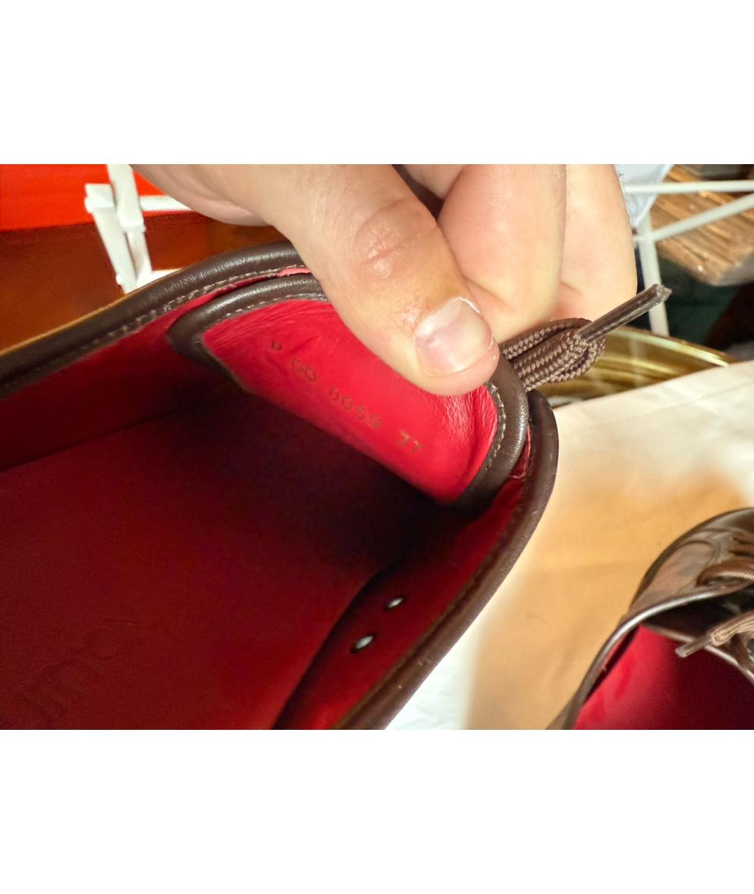 LOUIS VUITTON Коричневые кожаные кеды, фото 6
