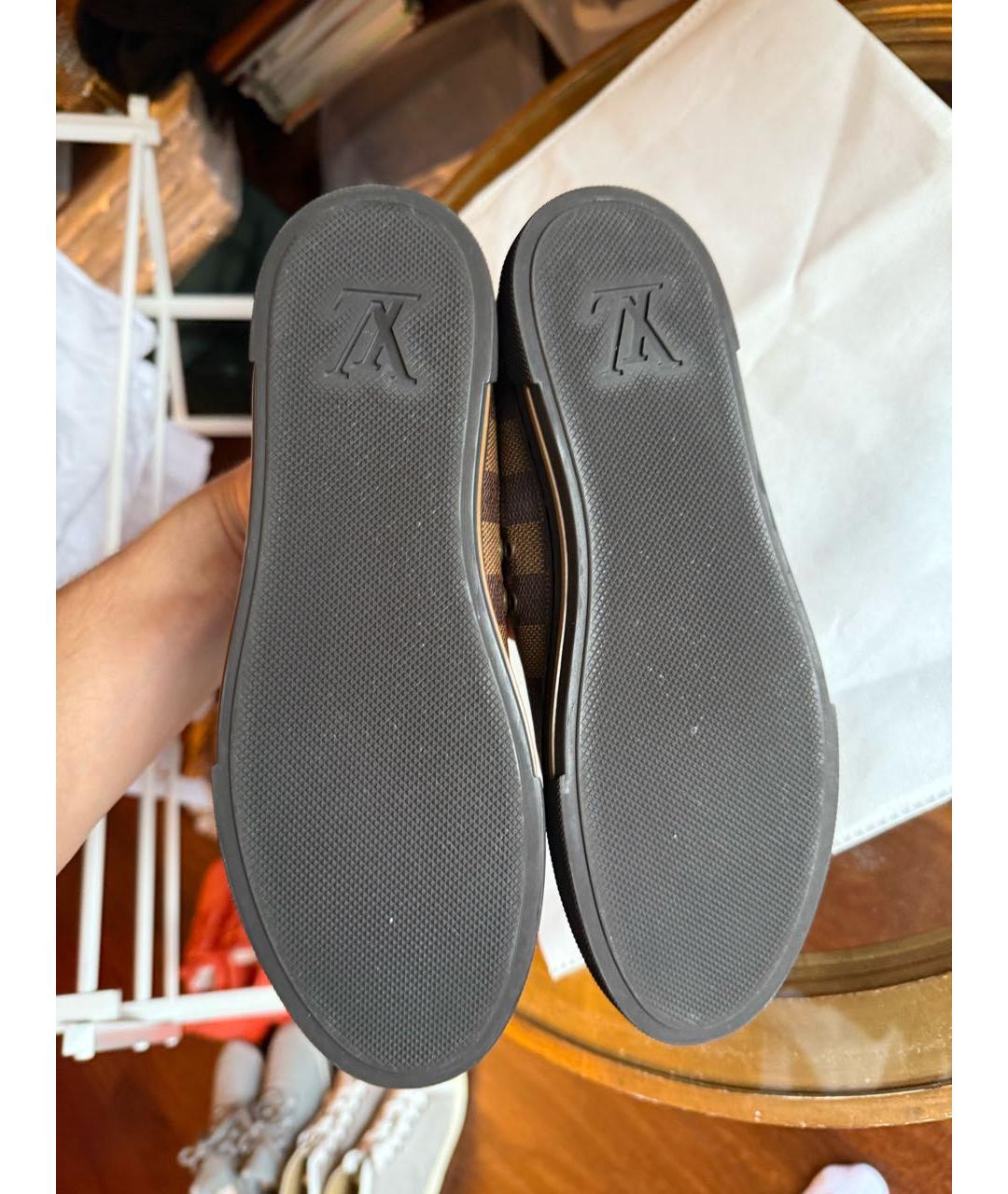 LOUIS VUITTON Коричневые кожаные кеды, фото 5