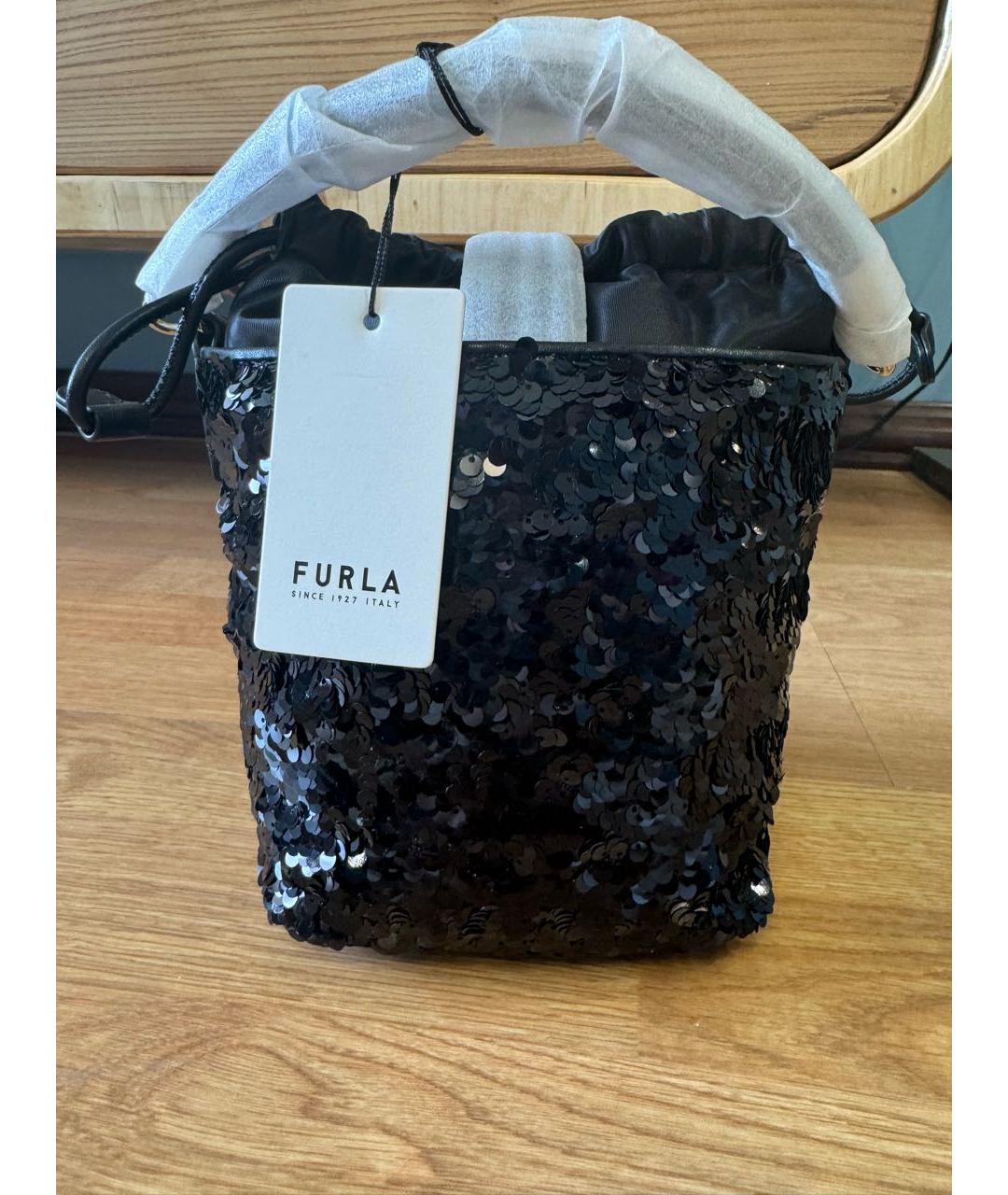 FURLA Черная кожаная сумка с короткими ручками, фото 4