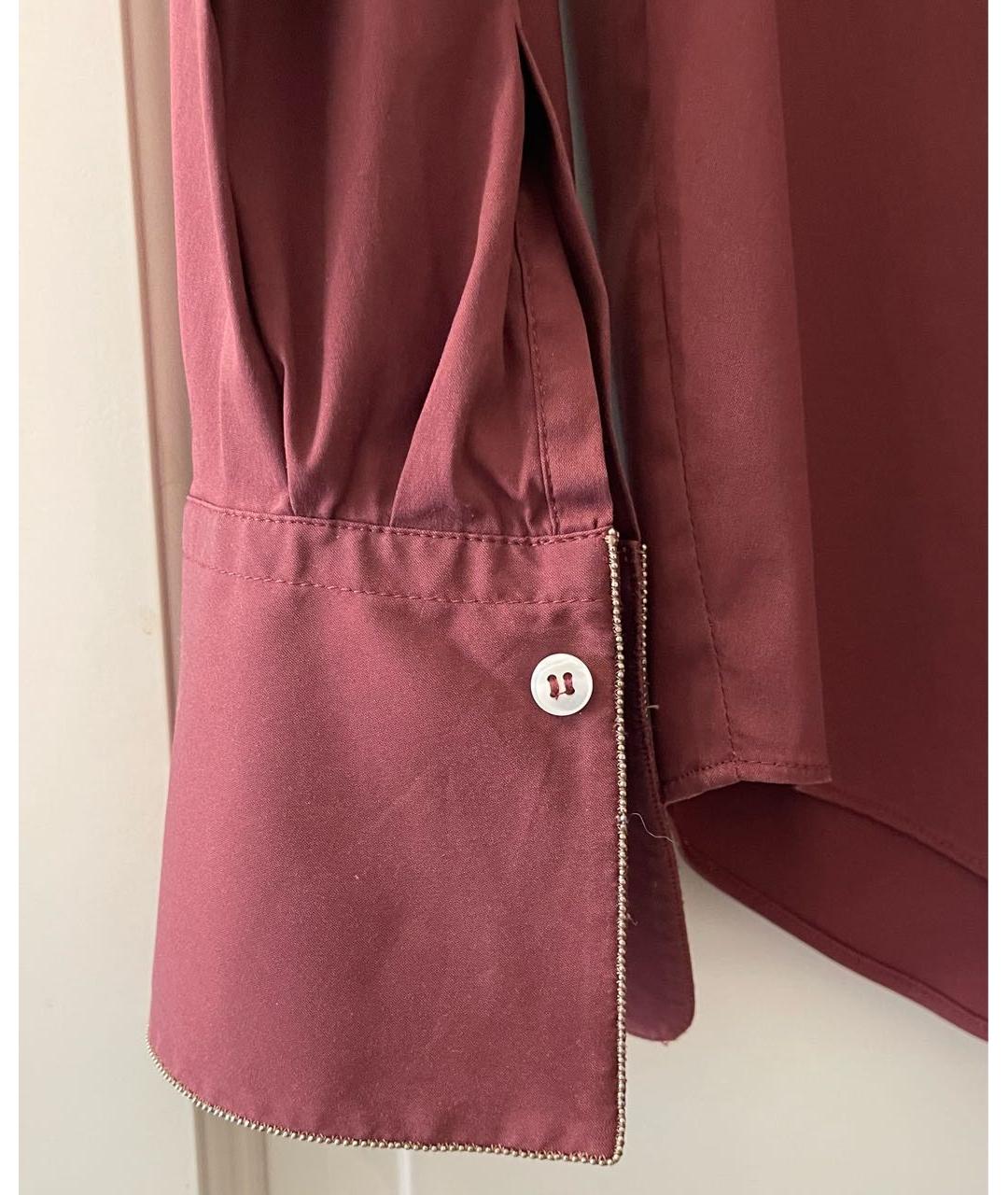 BRUNELLO CUCINELLI Бордовая хлопковая рубашка, фото 4
