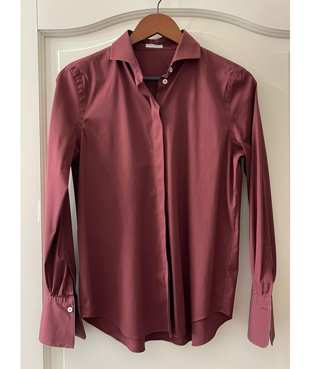 BRUNELLO CUCINELLI Бордовая хлопковая рубашка, фото 2