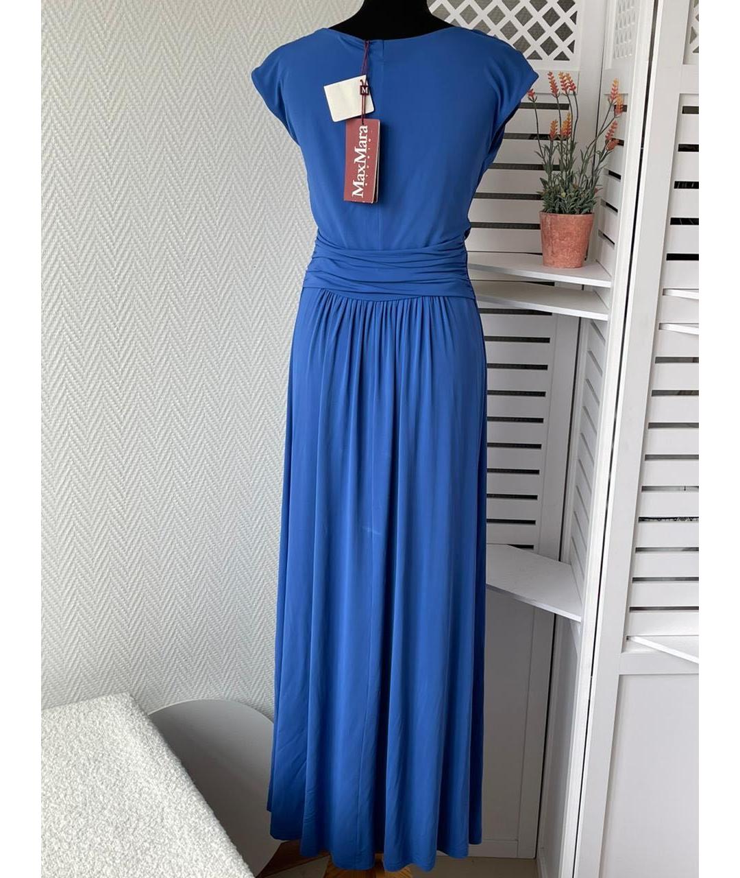 MAX MARA Синее вискозное вечернее платье, фото 2
