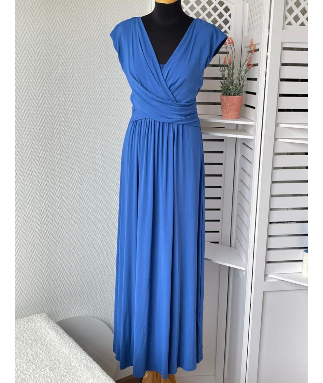 MAX MARA Синее вискозное вечернее платье, фото 9