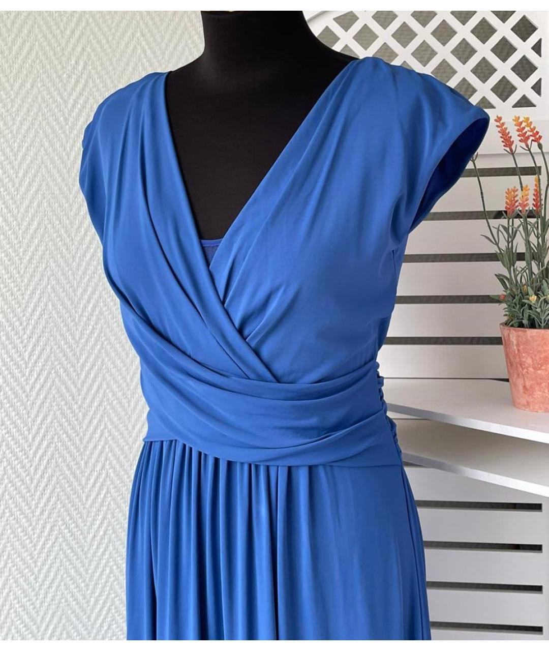 MAX MARA Синее вискозное вечернее платье, фото 3