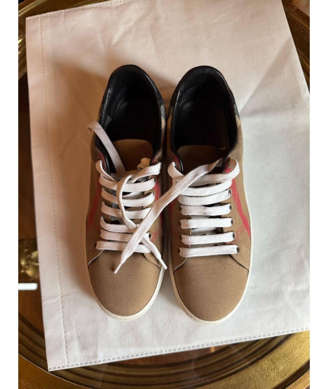 BURBERRY Коричневые текстильные кеды, фото 4