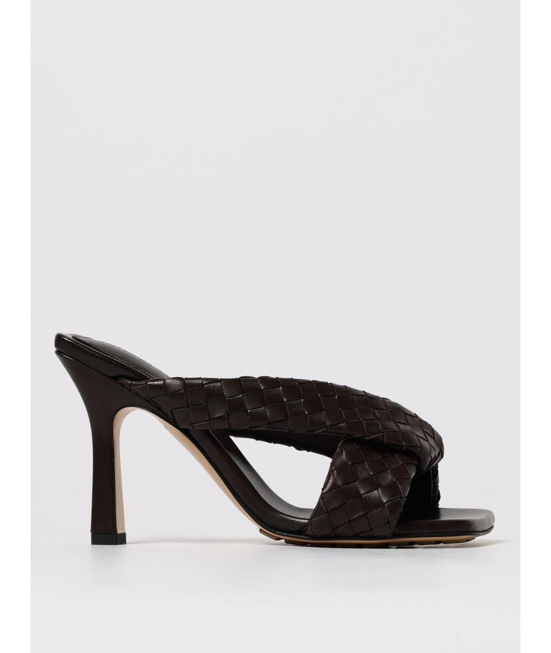 BOTTEGA VENETA Коричневые кожаные мюли, фото 5