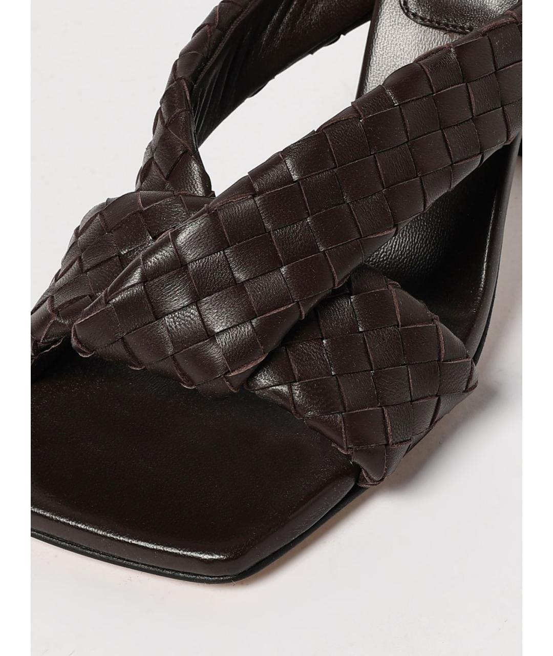 BOTTEGA VENETA Коричневые кожаные мюли, фото 4