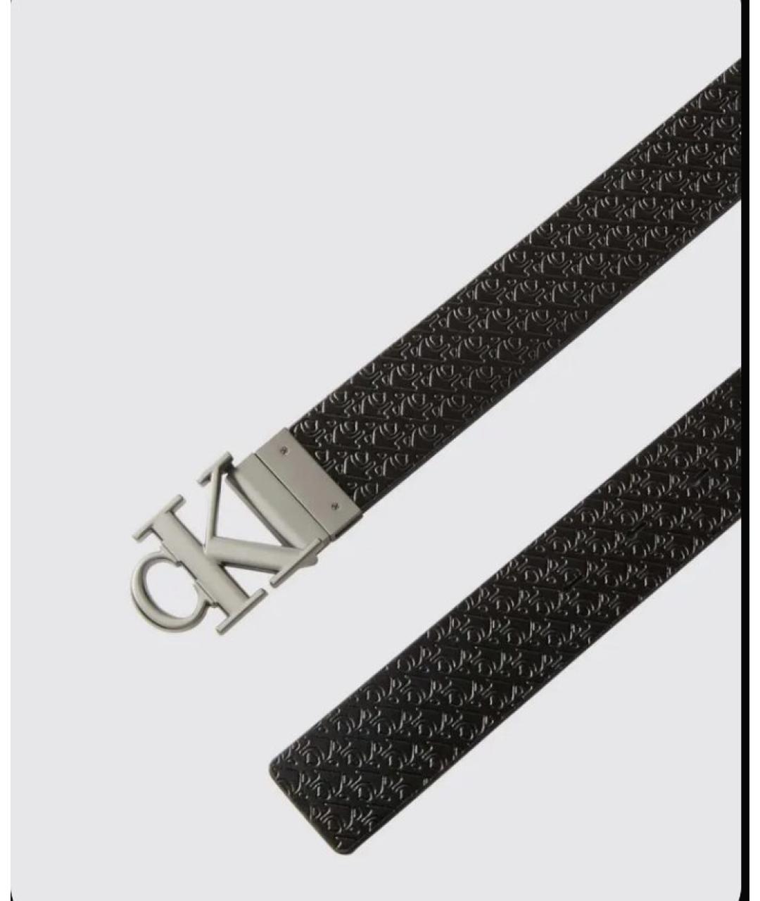 CALVIN KLEIN Черный кожаный ремень, фото 2