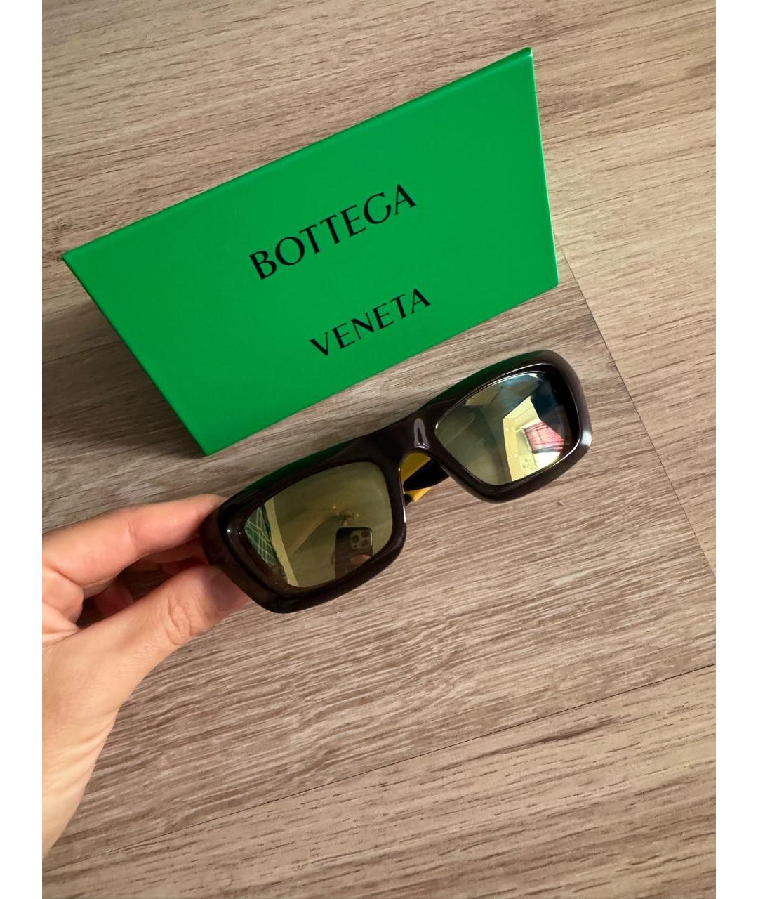 BOTTEGA VENETA Коричневые пластиковые солнцезащитные очки, фото 4