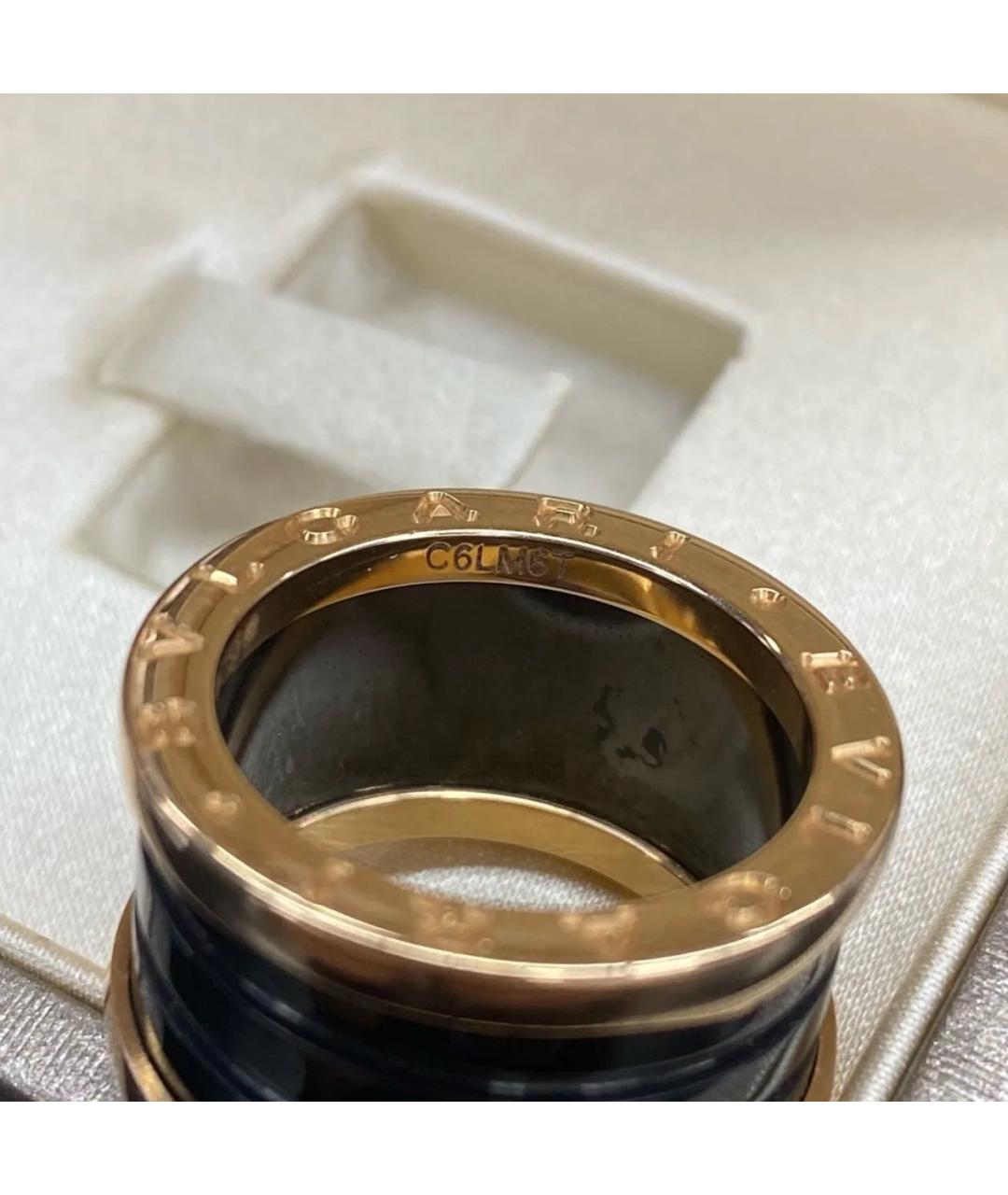 BVLGARI Черное кольцо из розового золота, фото 7