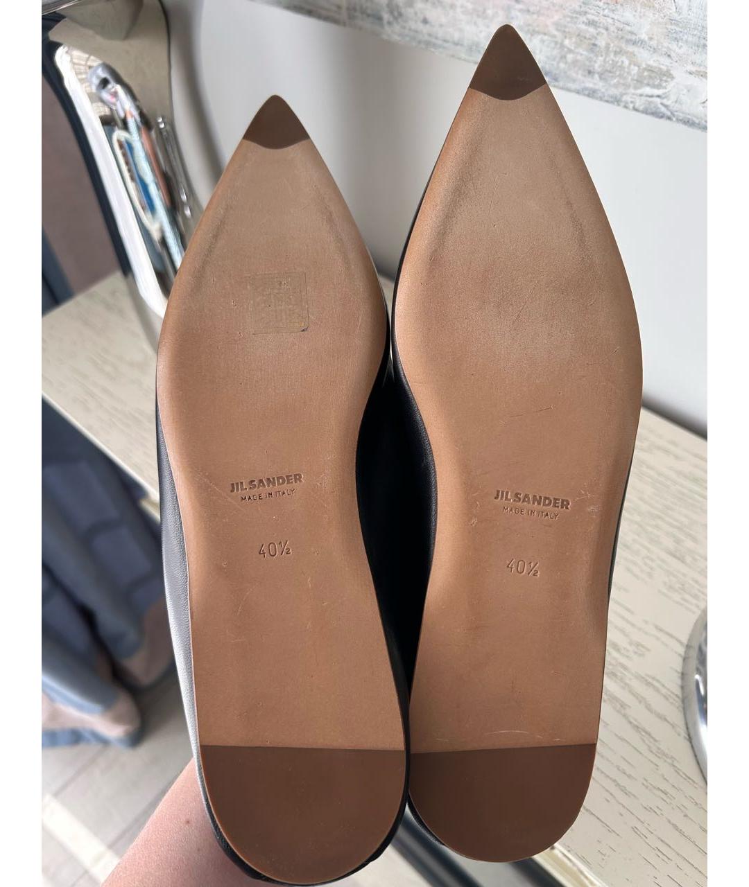 JIL SANDER Черные кожаные балетки, фото 6