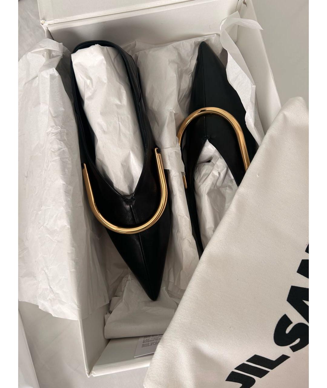JIL SANDER Черные кожаные балетки, фото 9