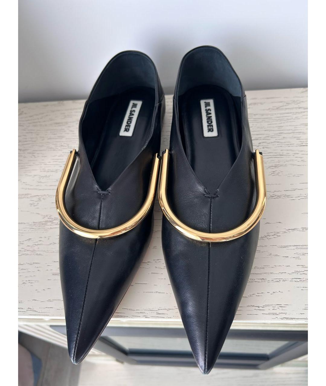 JIL SANDER Черные кожаные балетки, фото 3