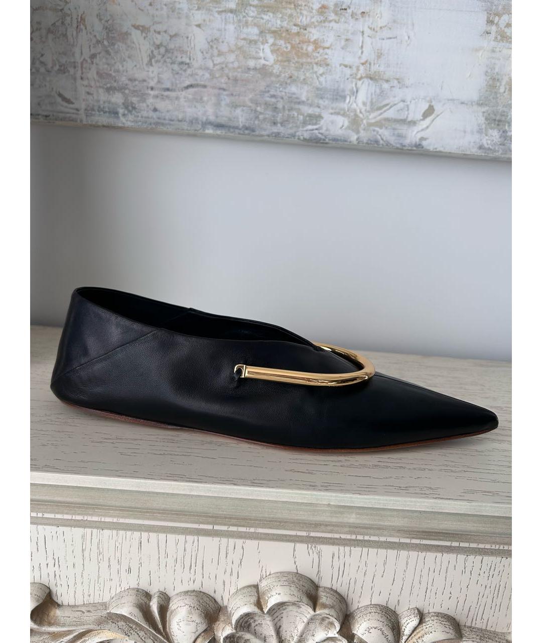 JIL SANDER Черные кожаные балетки, фото 2