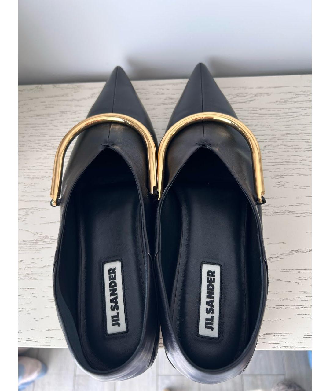 JIL SANDER Черные кожаные балетки, фото 4