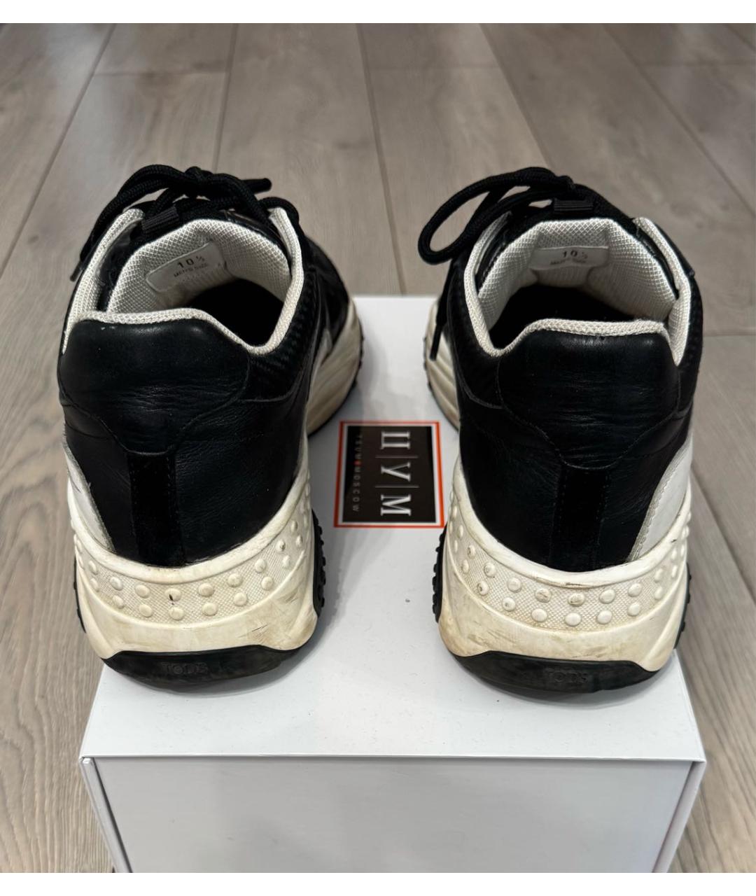 TOD'S Черные текстильные низкие кроссовки / кеды, фото 4