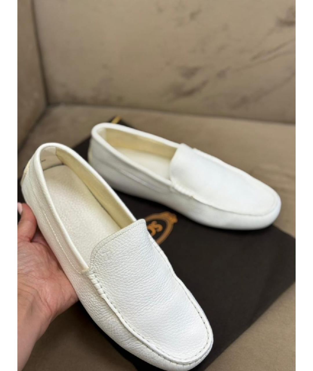 TOD'S Белые кожаные лоферы и мокасины, фото 5