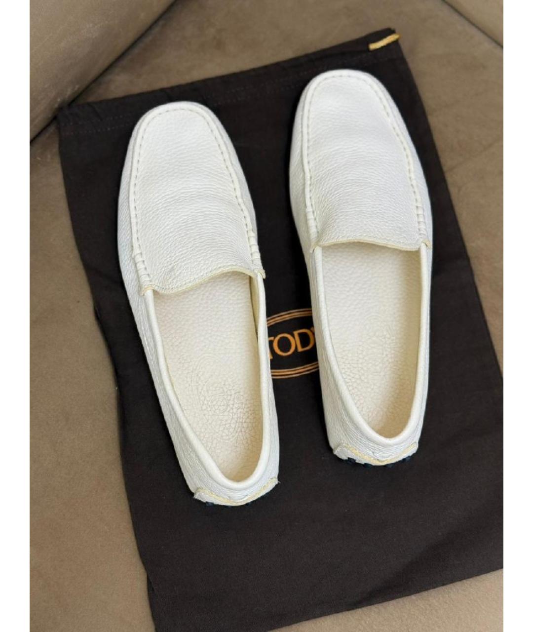 TOD'S Белые кожаные лоферы и мокасины, фото 4