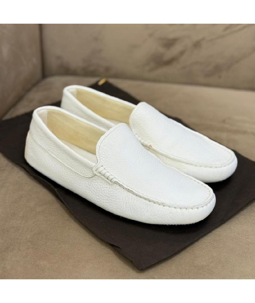TOD'S Белые кожаные лоферы и мокасины, фото 7