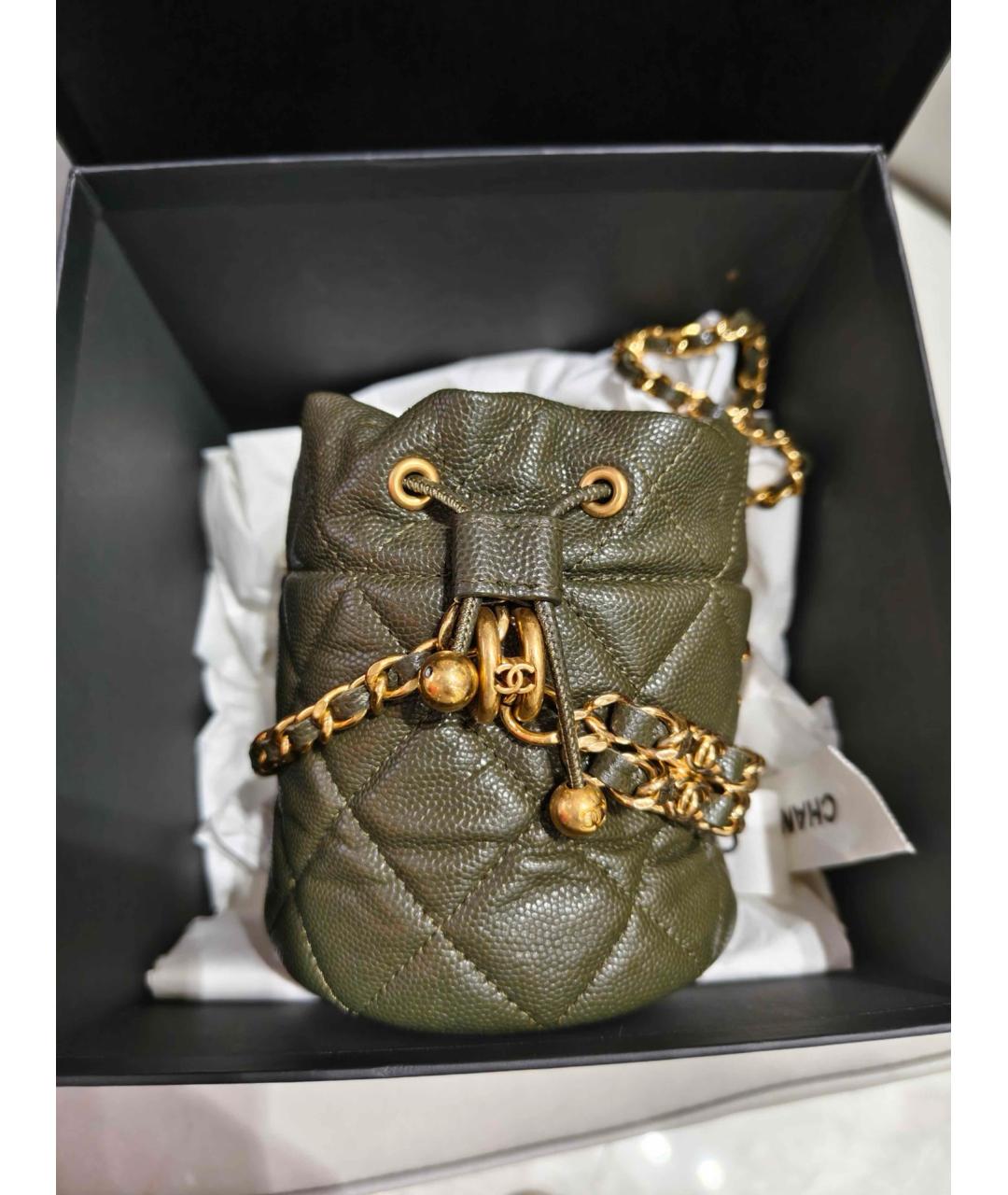 CHANEL Зеленая кожаная сумка через плечо, фото 2