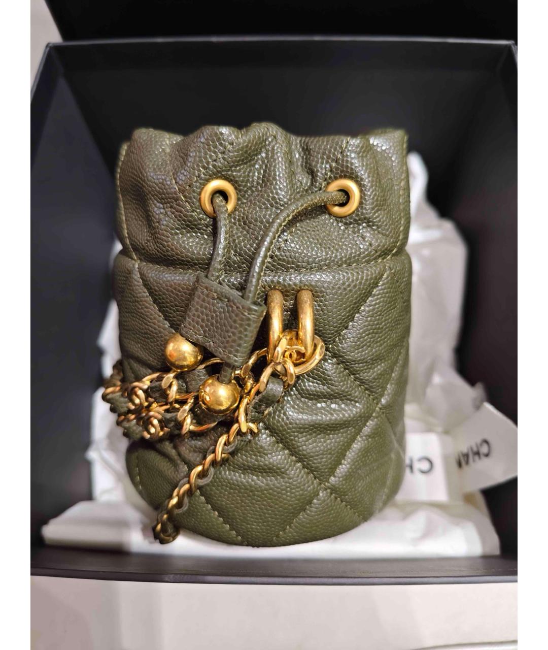 CHANEL Зеленая кожаная сумка через плечо, фото 4