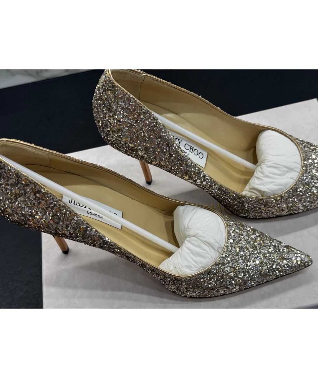 JIMMY CHOO Белые кожаные лодочки на низком каблуке, фото 6