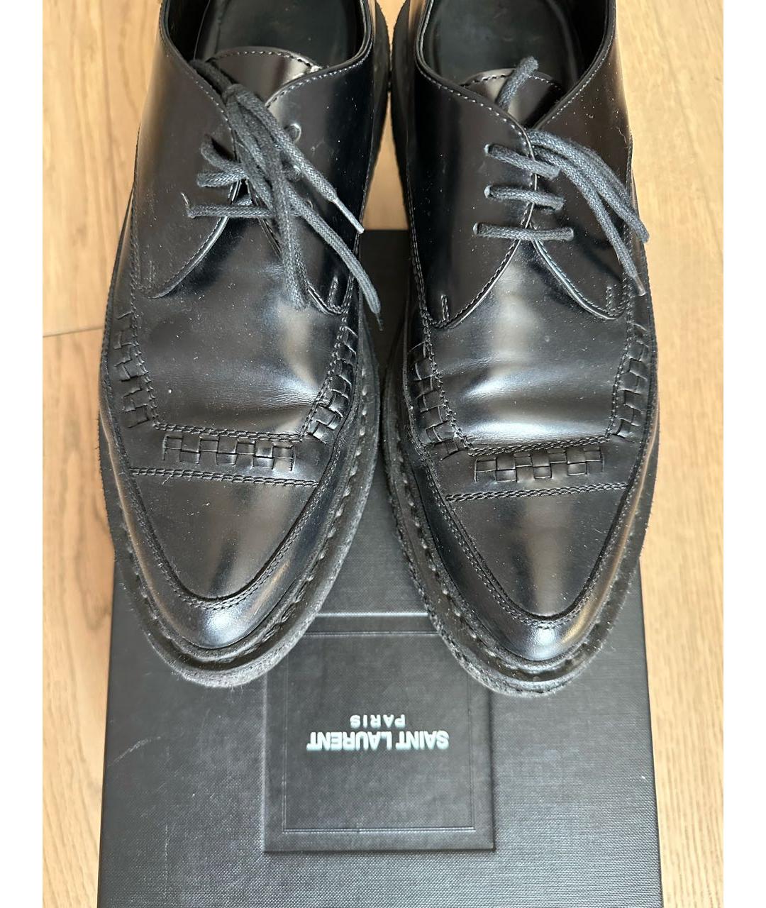 SAINT LAURENT Черные кожаные брогги и оксфорды, фото 2
