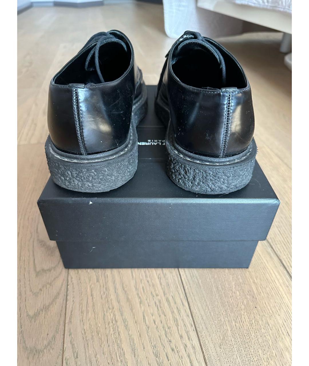 SAINT LAURENT Черные кожаные брогги и оксфорды, фото 4