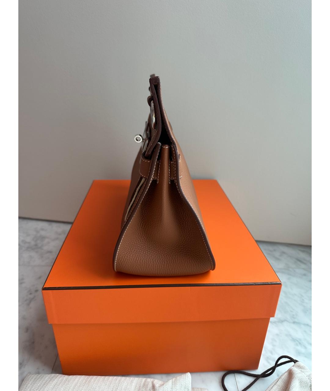 HERMES Бежевая кожаная сумка через плечо, фото 2