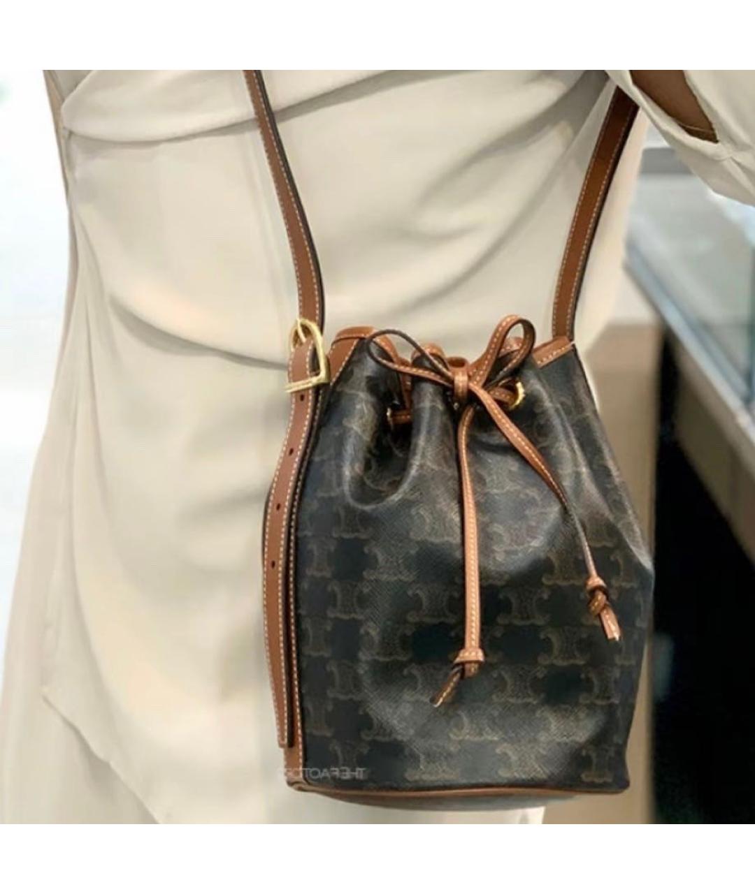 CELINE Коричневая кожаная сумка тоут, фото 8