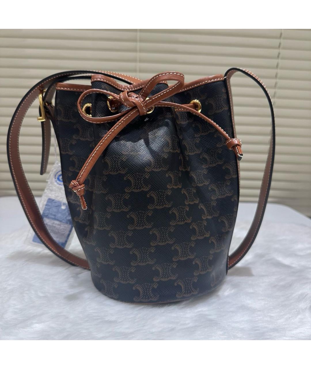 CELINE Коричневая кожаная сумка тоут, фото 2