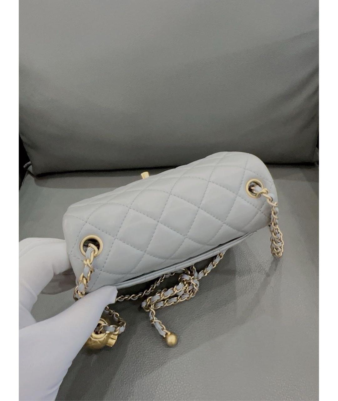 CHANEL Серая кожаная сумка через плечо, фото 3