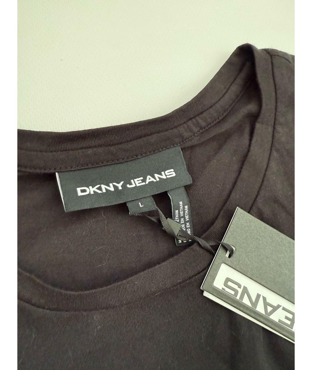 DKNY Черная хлопко-эластановая футболка, фото 3