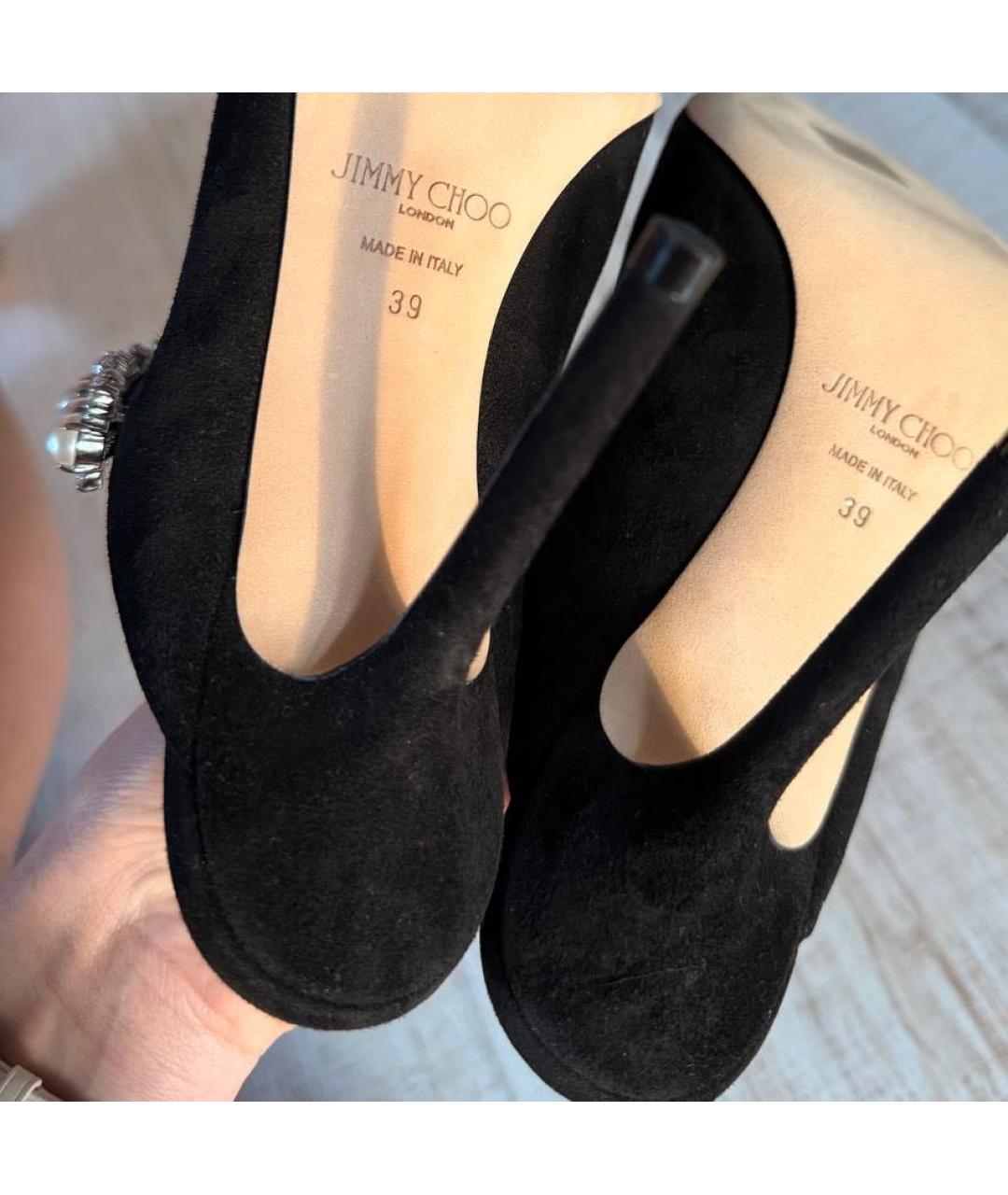 JIMMY CHOO Черные замшевые туфли, фото 5