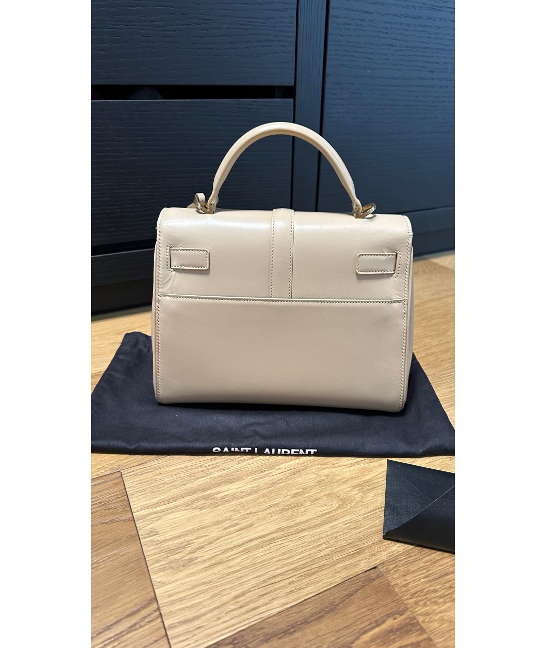 SAINT LAURENT Бежевая кожаная сумка через плечо, фото 2