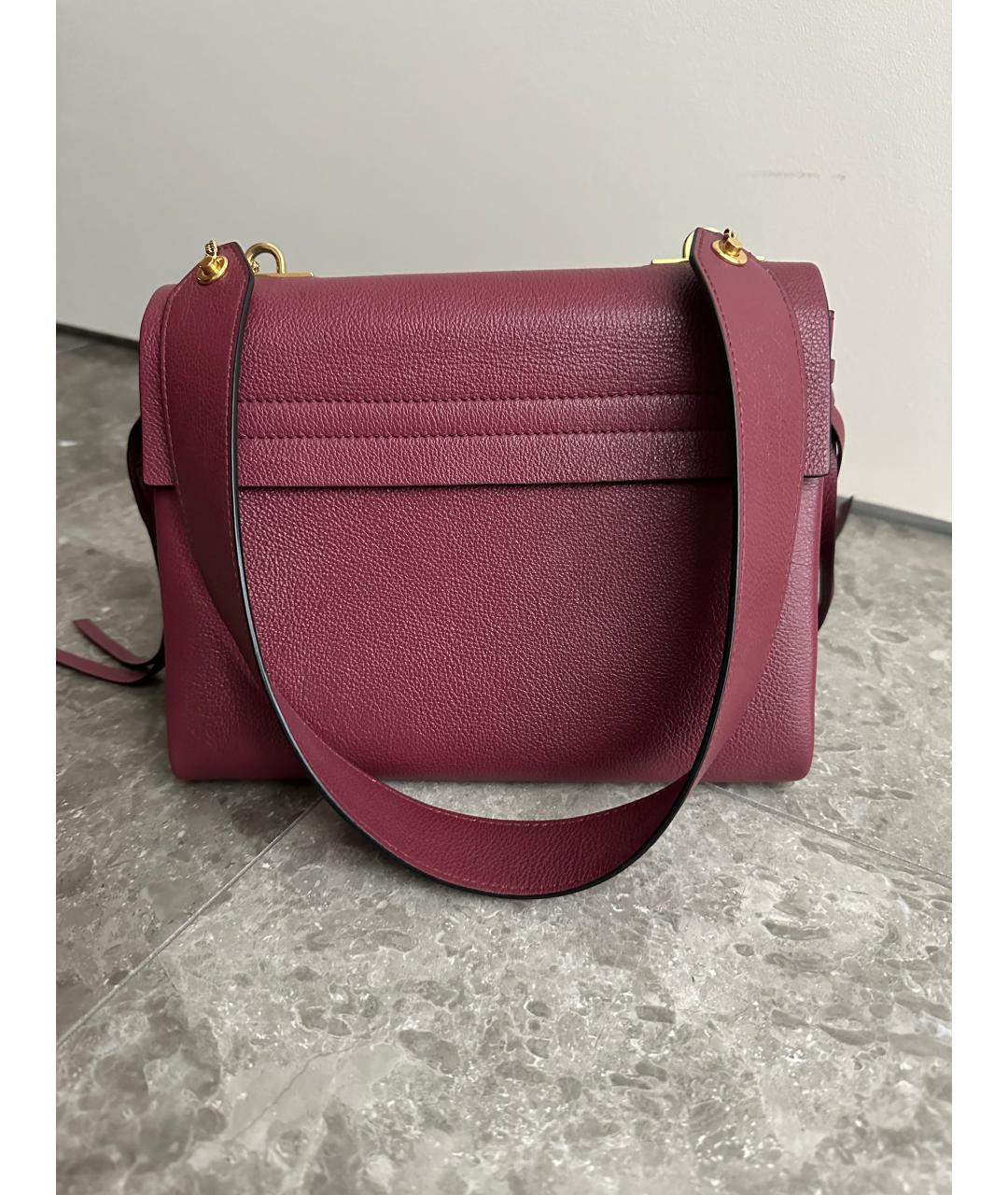 VALENTINO Бордовая кожаная сумка через плечо, фото 5