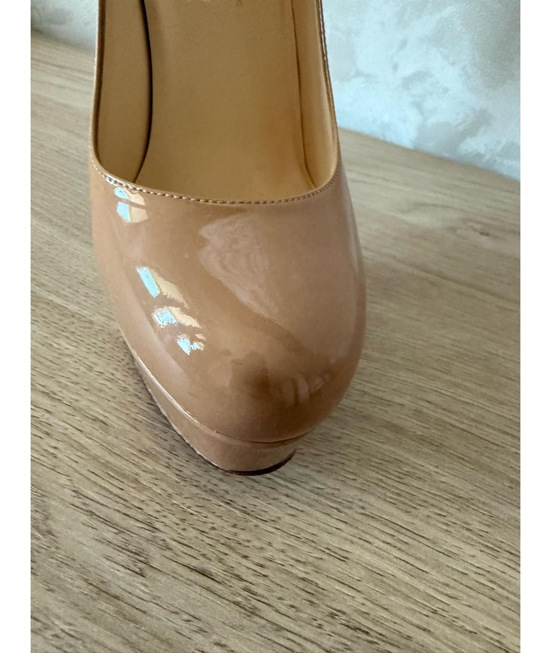 CHRISTIAN LOUBOUTIN Бежевые кожаные туфли, фото 5