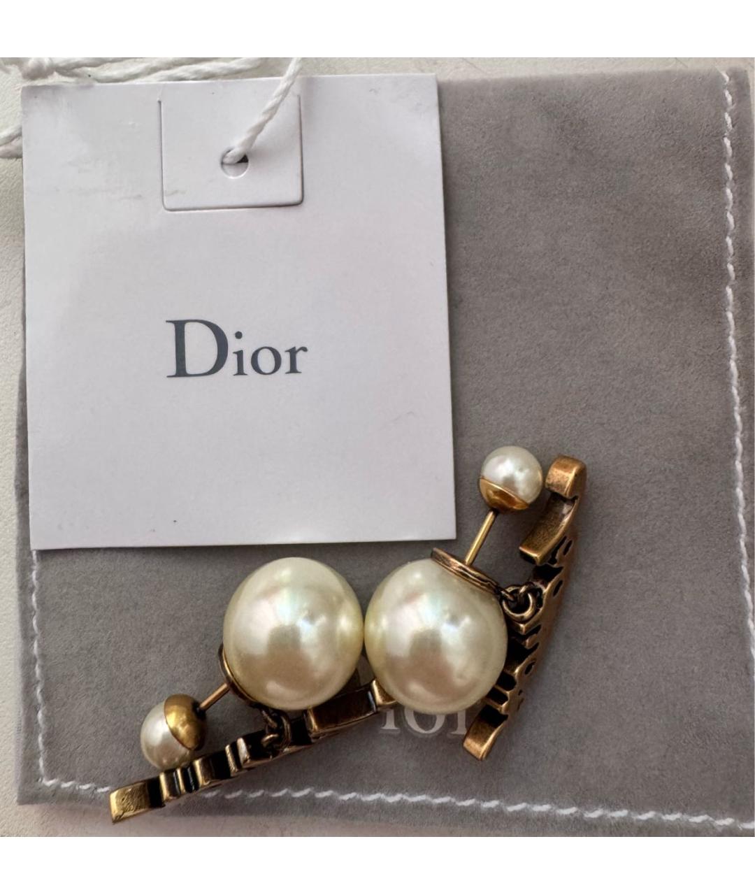 CHRISTIAN DIOR Белые латунные серьги, фото 7