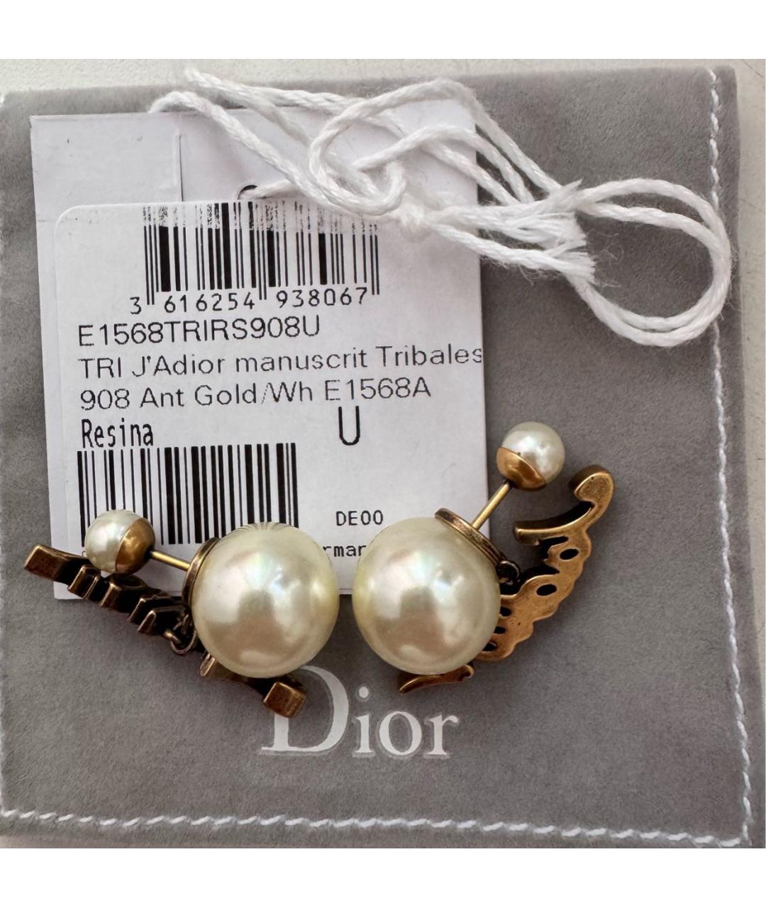 CHRISTIAN DIOR Белые латунные серьги, фото 5